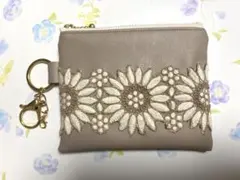 ハンドメイド ポーチ 花柄 刺繍