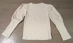 ZARA 白パールつきパフスリーブニット　トップス サイズ7
