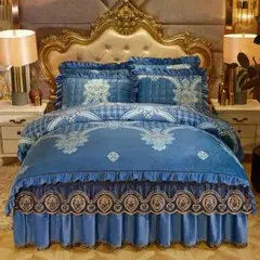 ワイドダブル ベッド用品4点セット ．寝具 枕カバー掛け布団カバー ベッドパッド