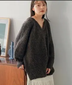 Kastane メランジVあきニットプルオーバー