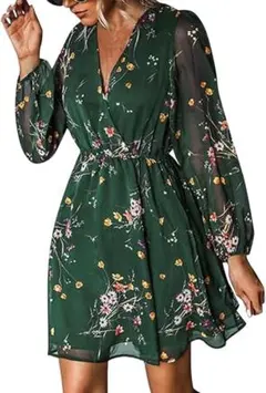 ワンピース 夏 膝丈 ジャーナルスタンダード レディース グリーン　花柄