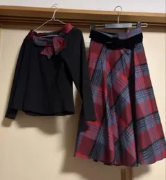 フィント　an another angelus 赤チェック　スカートセットアップ