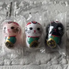 【新品】クーナッツ JAPAN 猫 まねき猫 起き上がり小法師 3個セット