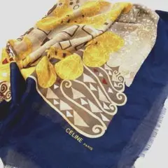 CELINE華やかな幾何学模様 絹毛 大判ストール/スカーフ/ショール