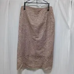 GU　ピンクベージュ レース タイトスカート膝丈