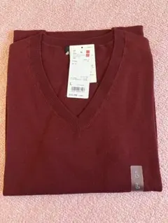UNIQLO ワイン Vネックセーター Lサイズ