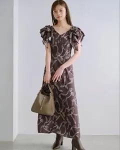 SNIDEL リボンスリーブデザインワンピース BRW 0