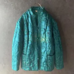 【入手困難】珍品 チャイナ ブルゾン シルク グリーン vintage 古着