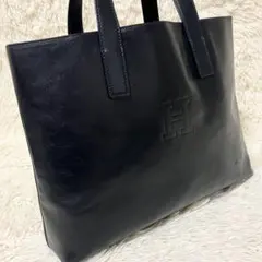 美品✨ヒロフ チェスタ Hロゴ シボ革 A4可 編み込みレザー トート