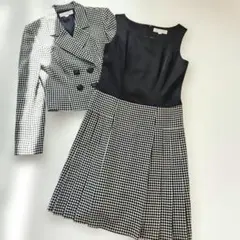 東京ソワール　ミチコロンドンコシノ　セットアップスーツ　千鳥格子　ワンピース