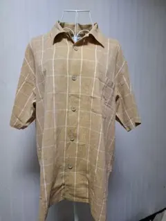 Crocodile 半袖シャツ チェック柄 ベージュ Lのサムネイル