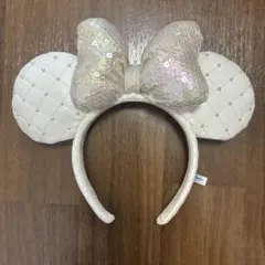 ディズニー　ミニー　ホワイトキルティングカチューシャ