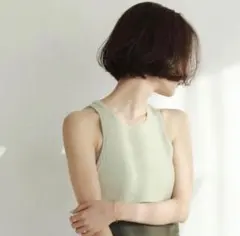 louren american sleeve rib knit tanktopのサムネイル