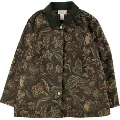 【海外古着】総柄 ボタニカルパターン 花柄 ステンカラー ジャケット レトロ