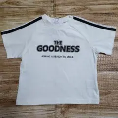 新品 未使用 英字プリント 半袖 Tシャツ 男の子 オフホワイト 90