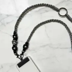 【グレーｘブラック】スマホショルダー スマホストラップ パラコード ss07