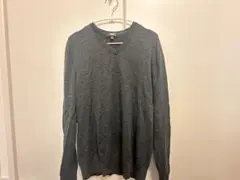 UNIQLOエクストラファインメリノ Vネック セーターニットウールダークグレー