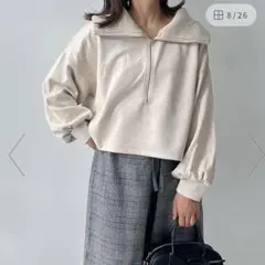 OLIVE des OLIVE スウェードハーフジッププルオーバー