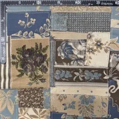 moda French General 青系 コラージュ柄 110c×100c