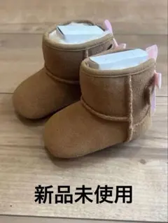UGG ブラウン ベビーブーツ ピンクリボン付き