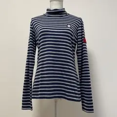 キャロウェイ　モックネックシャツ　ボーダー　ベア　ストレッチ　ゴルフ　紺　LL