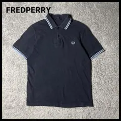 フレッドペリー　ワンポイント刺繍　ロゴ刺繍　ポロシャツ　リブライン　鹿の子　古着