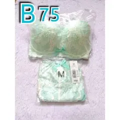 エメフィール　カシュクールレース脇高ブラジャー＆ショーツ【サックス×ホワイト】