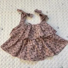 【8630】mamaraku（ママラク）　フリルキャミソール　90cm 肩リボン