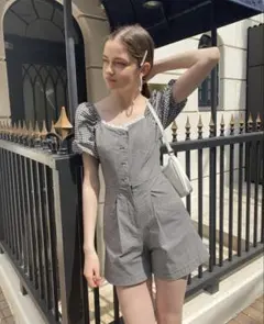 épine lace mini rompers ginghamのサムネイル