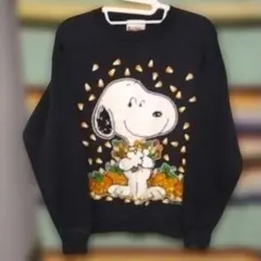 90s　ピーナッツ　スヌーピー　スウェット　USA製　ブラック　ヴィンテージ