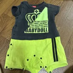 BABYDOLL ロンパース カバーオール ブラック×ネオンイエロー