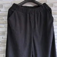 ワイドパンツ　L　コーディロイ　ネイビー