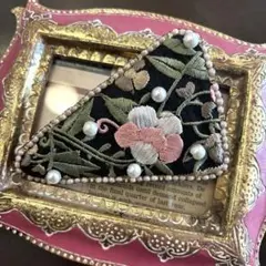 刺繍リボンバレッタ パールビーズ刺繍