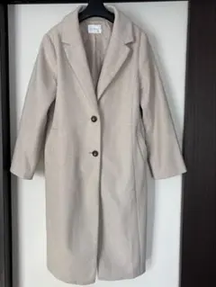 ベージュ シングルボタン ロングコート
