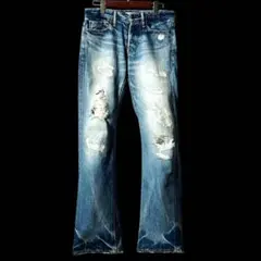 VANQUISH★00s★赤耳セルビッチ ダメージ&リペア加工フレアデニム 28