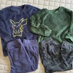 【まとめ売り】ピカチュウ　チェック　ユニクロ　フリースパジャマセット 110cm