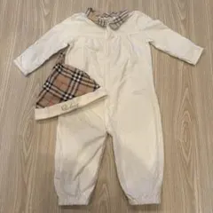 Burberry ロンパースカバーオール 60cm70cm 帽子付き 新生児