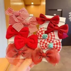 ☆ヘアゴム☆リボン☆子供☆キッズ☆ヘアアクセ☆髪留め☆10個セット☆レッド　赤