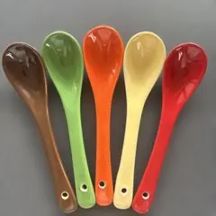 カラフル 陶器製 スプーン 5本セット
