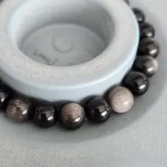 J*s様 シルバー オブシディアン ブレスレット 385b 8mm 天然ガラス