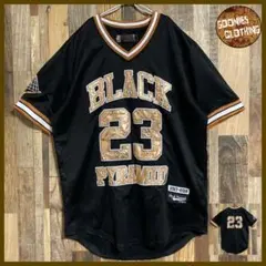 ブラックピラミッド ロサンゼルス ゲームシャツ L 黒 金 古着 半袖 Tシャツ