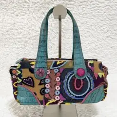 シンクビー☆刺繍 マルチカラー ハンドバッグ スパンコール ビジューのサムネイル