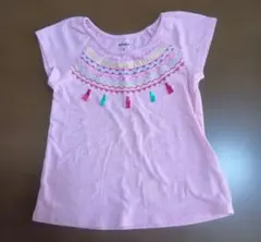 刺繍タッセル付きピンクTシャツのサムネイル