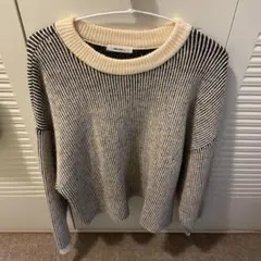 niko and… ボーダーニット セーター オフホワイト×ブラック