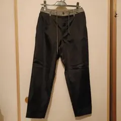 JUNRED カジュアルパンツ メンズM 黒 ウエストゴム 紐付き