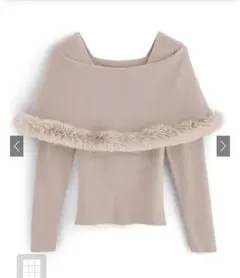 GRL グレイル ファー付きケープ風ニットトップス[an1344]　ピンク　S