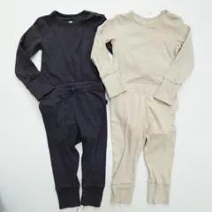 エイチアンドエム ベビー服 リブロンパース パンツ 上下セット グレー ベージュ