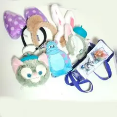 ディズニー　カチューシャ　ポーチ　ポップコーンバケット　パスケース　7点セット