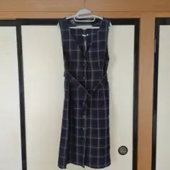 GLACIER チェック柄ノースリーブひざ丈ワンピース