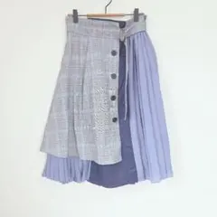 axes femme チェック プリーツ 切替スカート M アシンメトリー